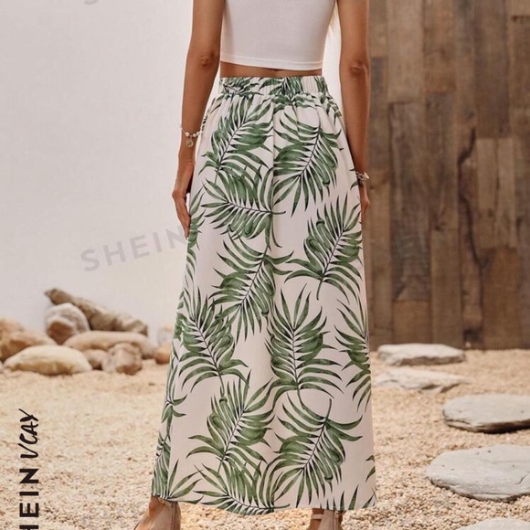 SHEIN Women’s Solid Cami Top and Tropical Split Skirt - Picture 3 of 12
